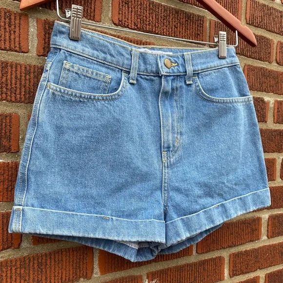 American Apparel High Rise Cuffed Jean Shorts - Picture 3 of 9
